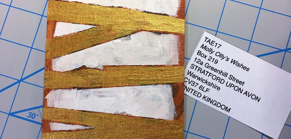 "Wrapped," Brad Blackman, Acrylic on canvas board. 4x6 inches, 2017.