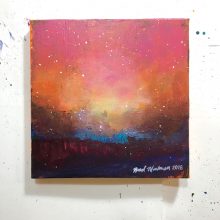 Abstract landscape with pink and orange sky